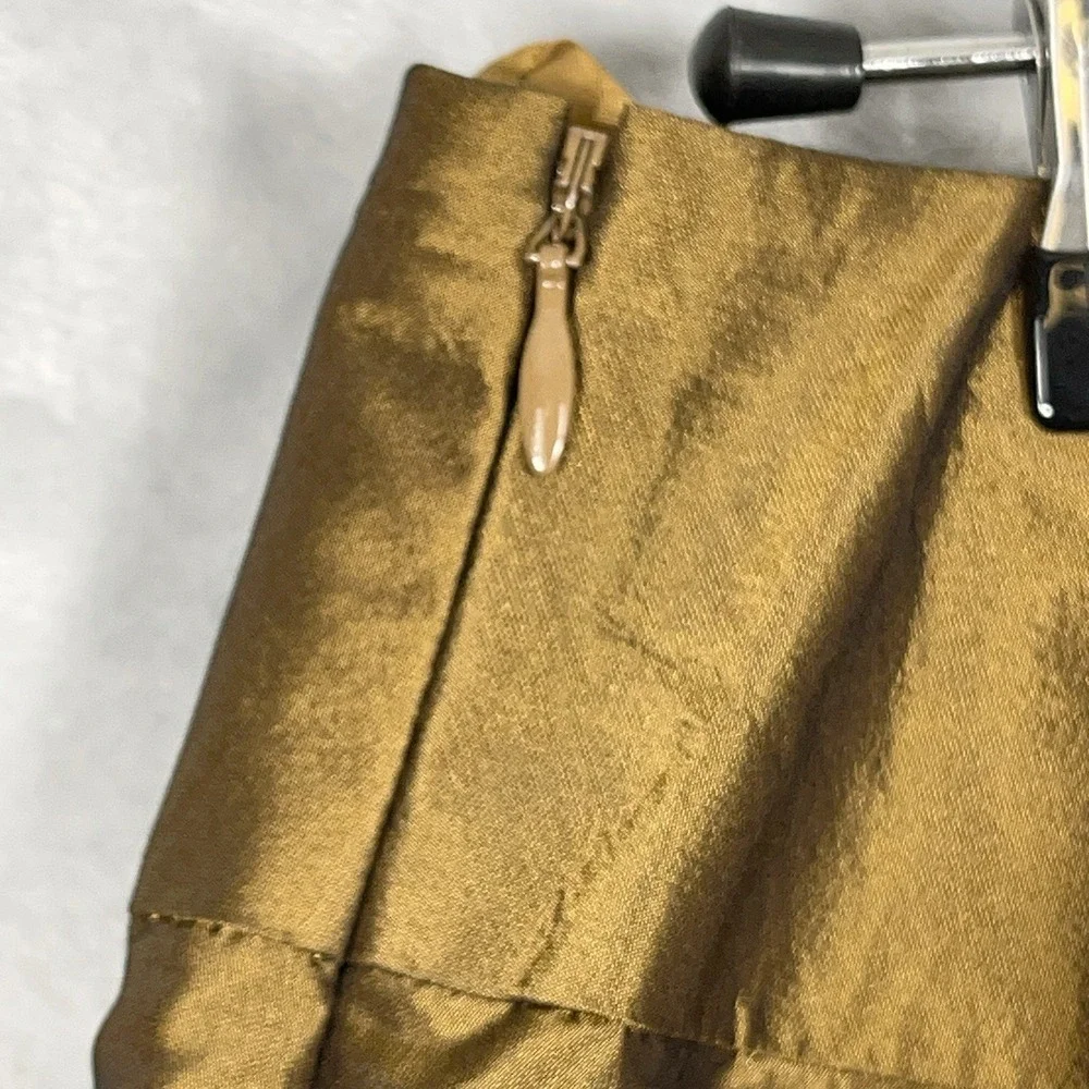 Talbots Petites Pure 100% Silk A-Line Midi Skirt Pleated Lined Champagne Gold‎ 8